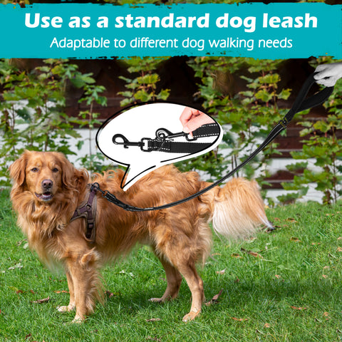 PetBonus Two Point Control Dog Leash, Works with No Pull Harnesses, No Tangle Training Leashes, Soft Padded and Reflective Walking Lead, Converts to Single Lead for Medium Large Dogs Dog Leashes