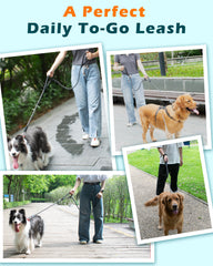 PetBonus Heavy Duty Rope Dog Leash, 5FT 6FT Strong Reflective Pet Training Lead with Swivel Lockable Hook and 2 Comfortable Padded Handles, Puppy Walking leash for Small Medium Large Breeds