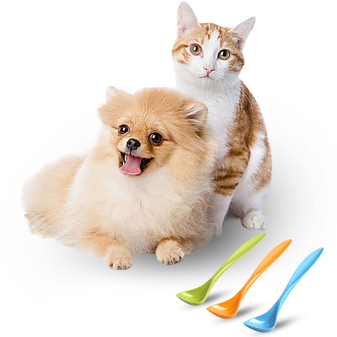 3-Pack Pet Food Can Spoons for Dog Cat Canned Food, Long Handle Special Curved Design for Cans Feeding & Watering Supplies