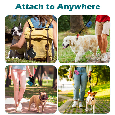 PetBonus Dog Poop Bag Holder, Portable Pet Waste Bag Dispenser, 2 Pouches for Treats and Walking Accessories, Fit All Leashes, Includes 1 Roll of Dog Poop Bags