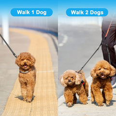 Double Dog Leash Coupler, No Tangle Reflective Detachable Leash Splitter for Walking, Length Adjustable Two Dog Training Leash Attachment for Dogs