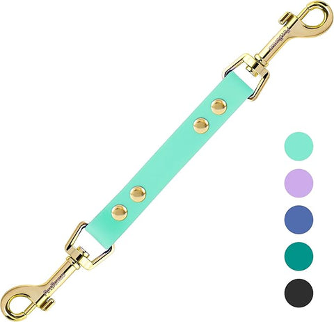 PetBonus Dog Collar Safety Clip, Waterproof Backup Safety Strap for Dog Harness to Prong Collar, Odor Proof Double Ended Clasp Leash Connector for Training Walking Mint Green Pet Leashes
