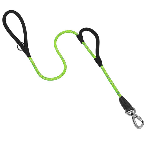 PetBonus Double Handle Rope Dog Leash, 5FT Heavy Duty Training Lead with Lockable Hook and 2 Comfortable Padded Handles, Reflective Walking Nylon Leash for Large Medium Dogs (55-200 lbs)