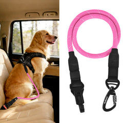 PetBonus Dog Seat Belt for Car, Durable Rope Dog Car Harness Seatbelt for Vehicle, Pet Tether Safety Restraint with Heavy Duty Buckle Hook Latch Lockable Clip for Small Medium Large Breeds