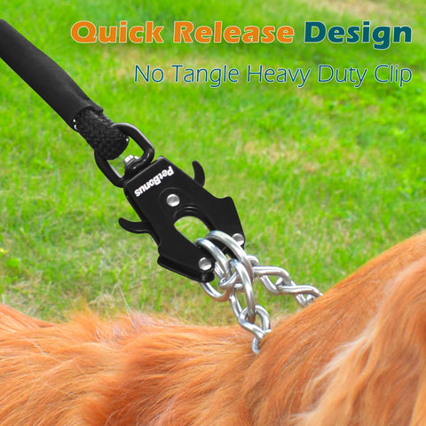 PetBonus Two Handles Dog Leash, 5FT Heavy Duty Pet Rope Leash with Quick Release Metal Clip, Comfortable Durable Traffic Handle, Reflective Training Lead for Medium Large Dogs