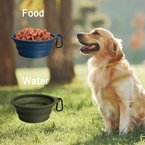 2-Pack Silicone Collapsible Dog Bowls, BPA Free, Dishwasher Safe, Portable& Foldable Travel Bowls with 2 Convenient Carabiners（副本）（副本）